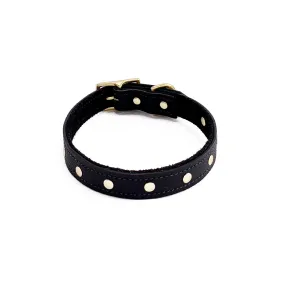 Lambert Classic Studded Leather Dog Collar Onyx