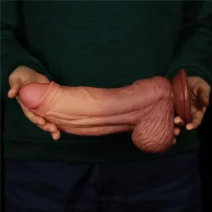 10 INCH DUAL-LAYERED SILICONE NATURE HUGE DILDO