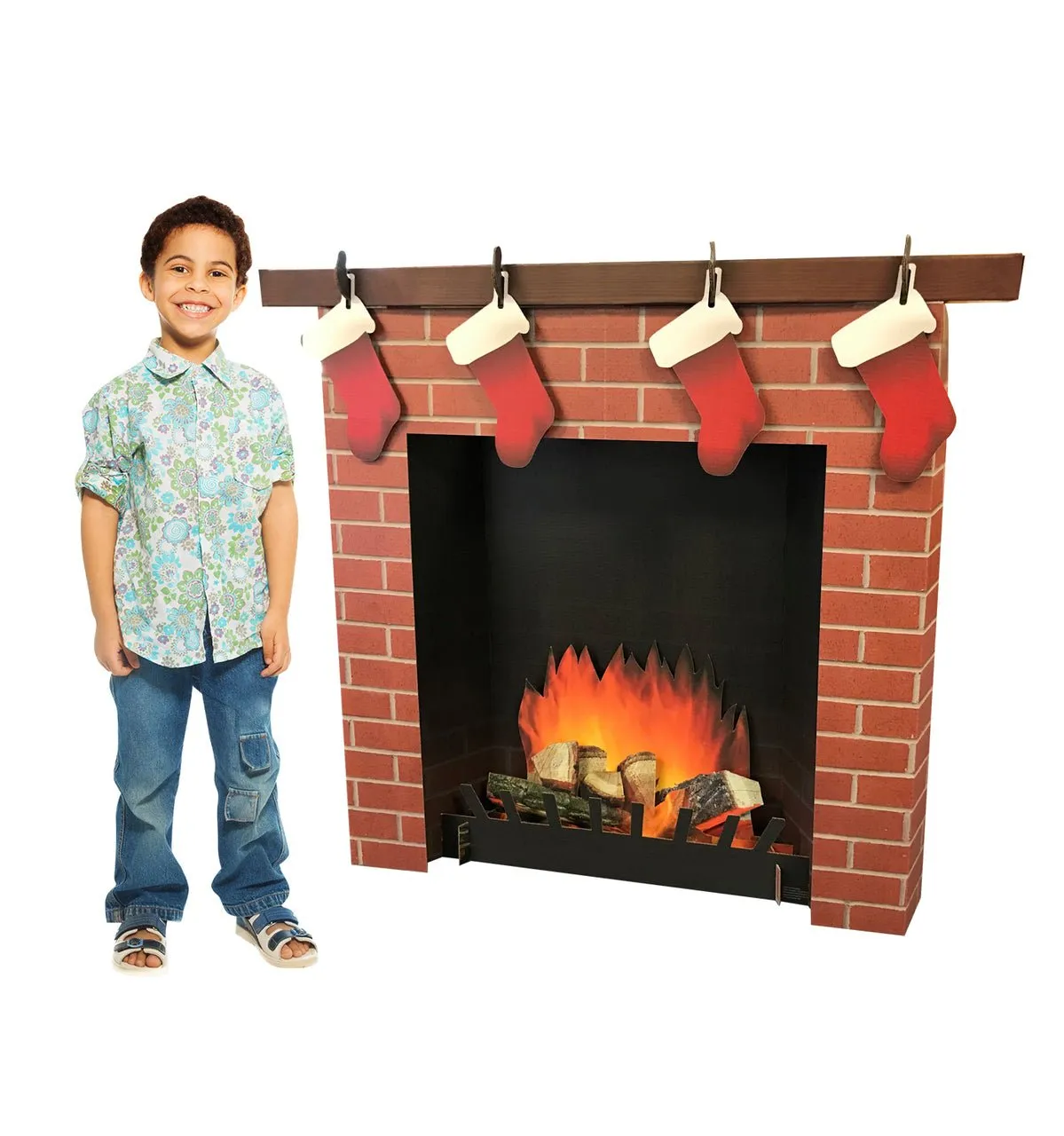 3D Brick Fireplace Cardboard Cutout