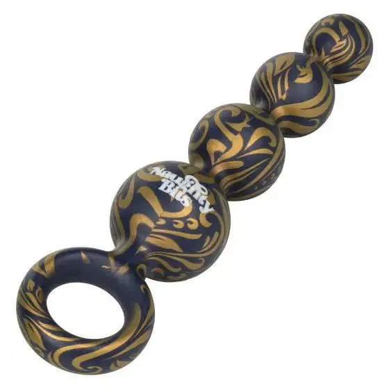 5-inch Colt Silicone Black Anal Beads with Finger Loop