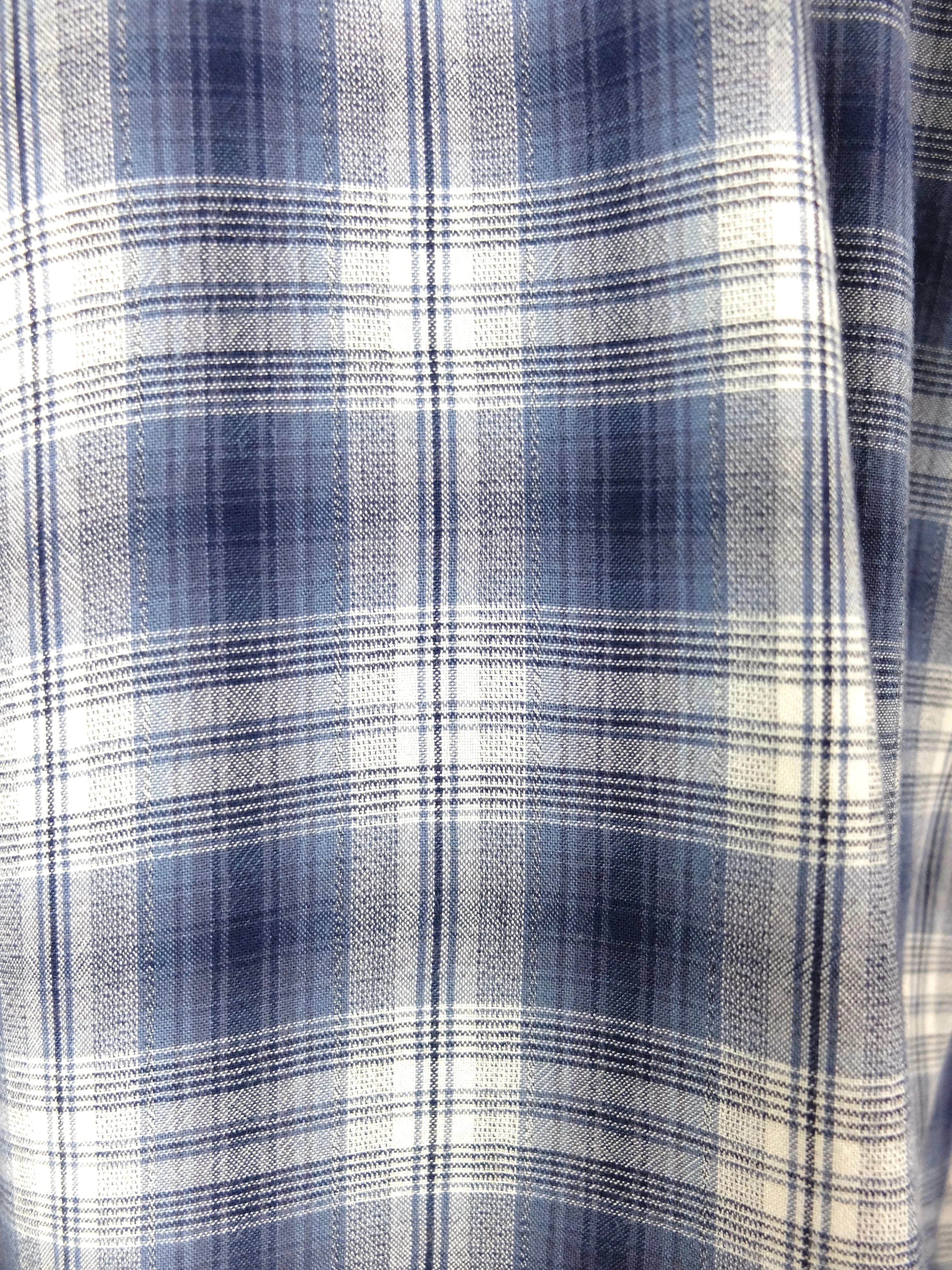 80s Navy Blue Check Print Collared Button Up Long Sleeve Shirt