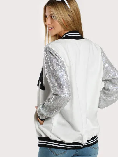 A logo varsity bomber sequins jacket