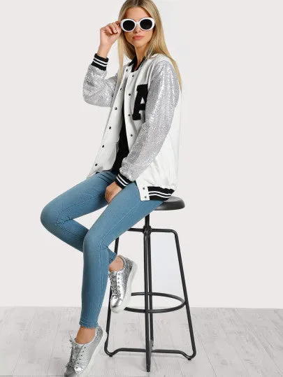 A logo varsity bomber sequins jacket