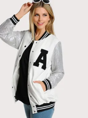 A logo varsity bomber sequins jacket