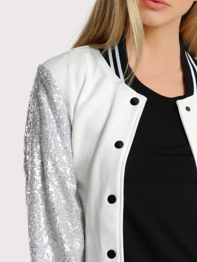 A logo varsity bomber sequins jacket