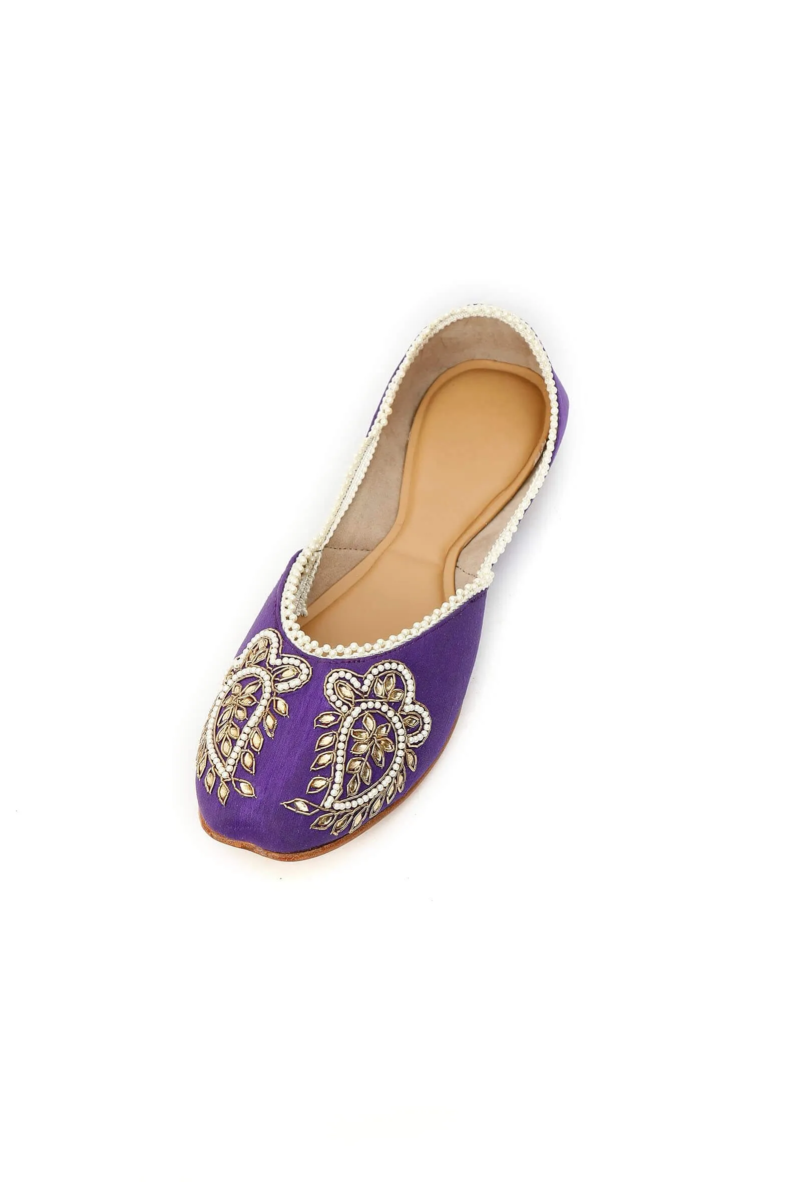 Aarzoo Purple Raw Silk Zardozi Juttis