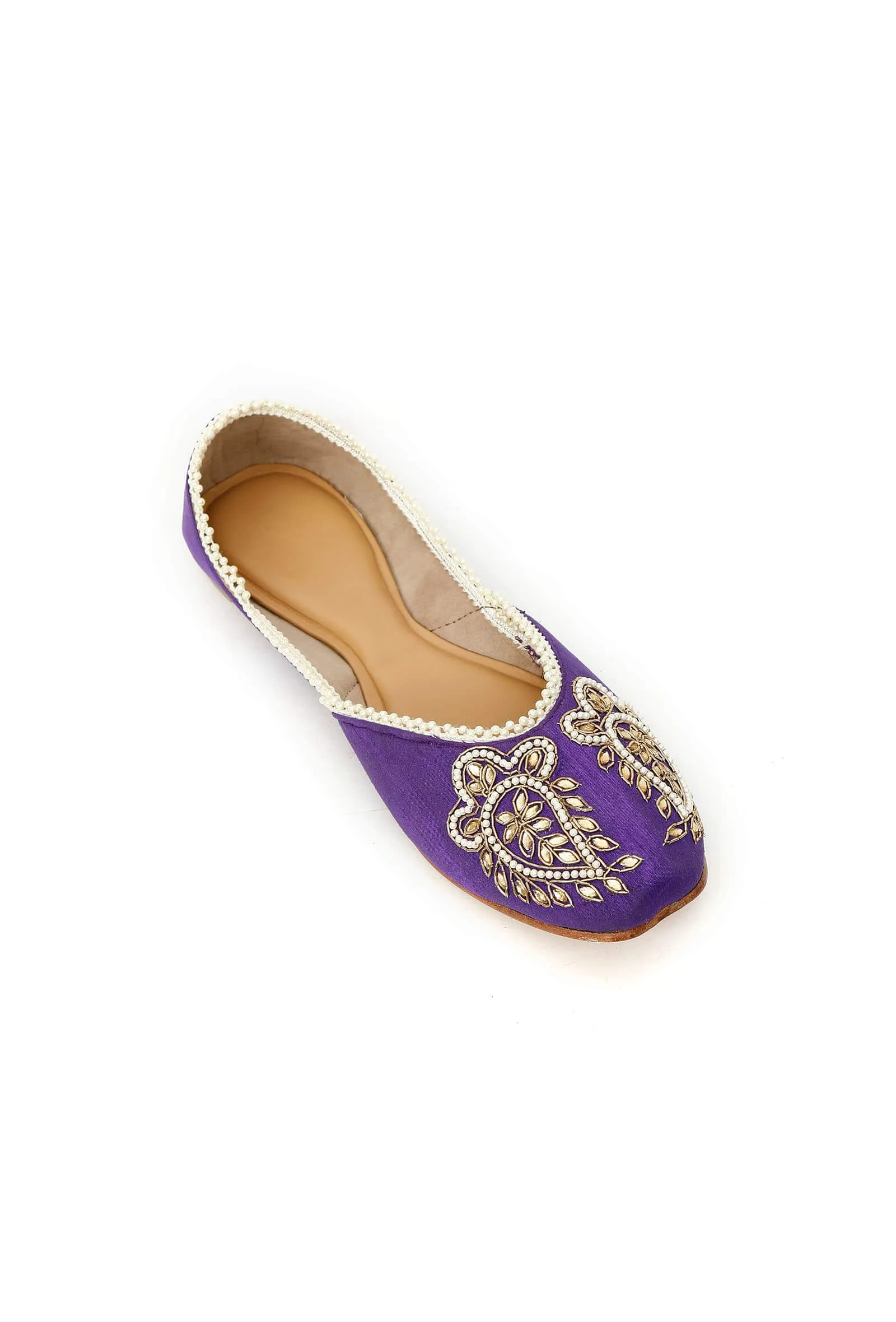 Aarzoo Purple Raw Silk Zardozi Juttis