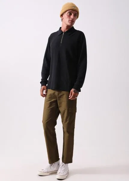 Afends Mens Daly - Hemp Long Sleeve Polo Tee