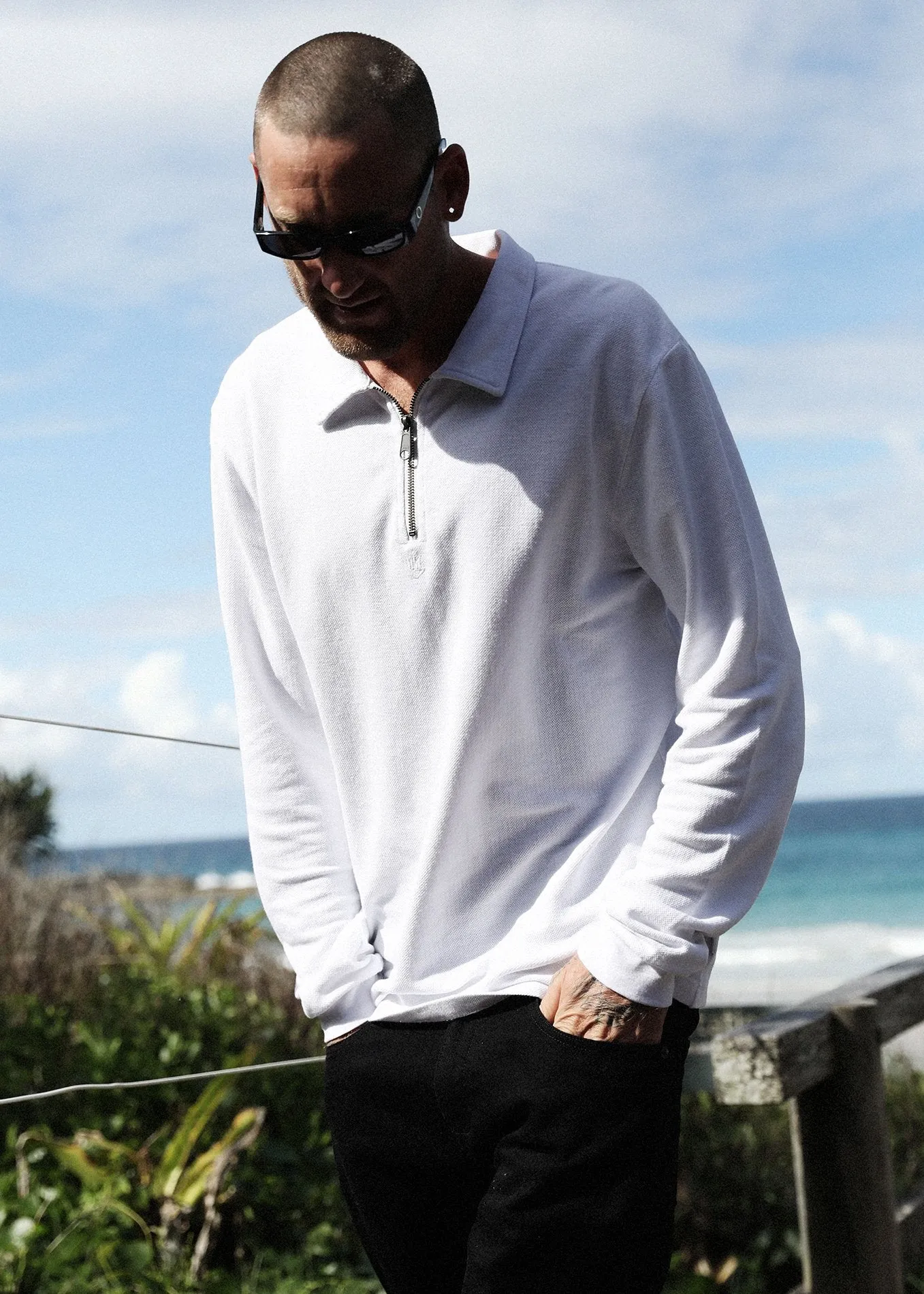 Afends Mens Daly - Hemp Long Sleeve Polo Tee