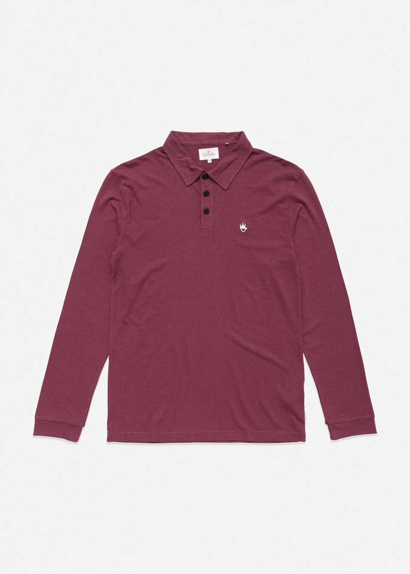 Afends Mens Hemp Flame - Long Sleeve Polo Tee