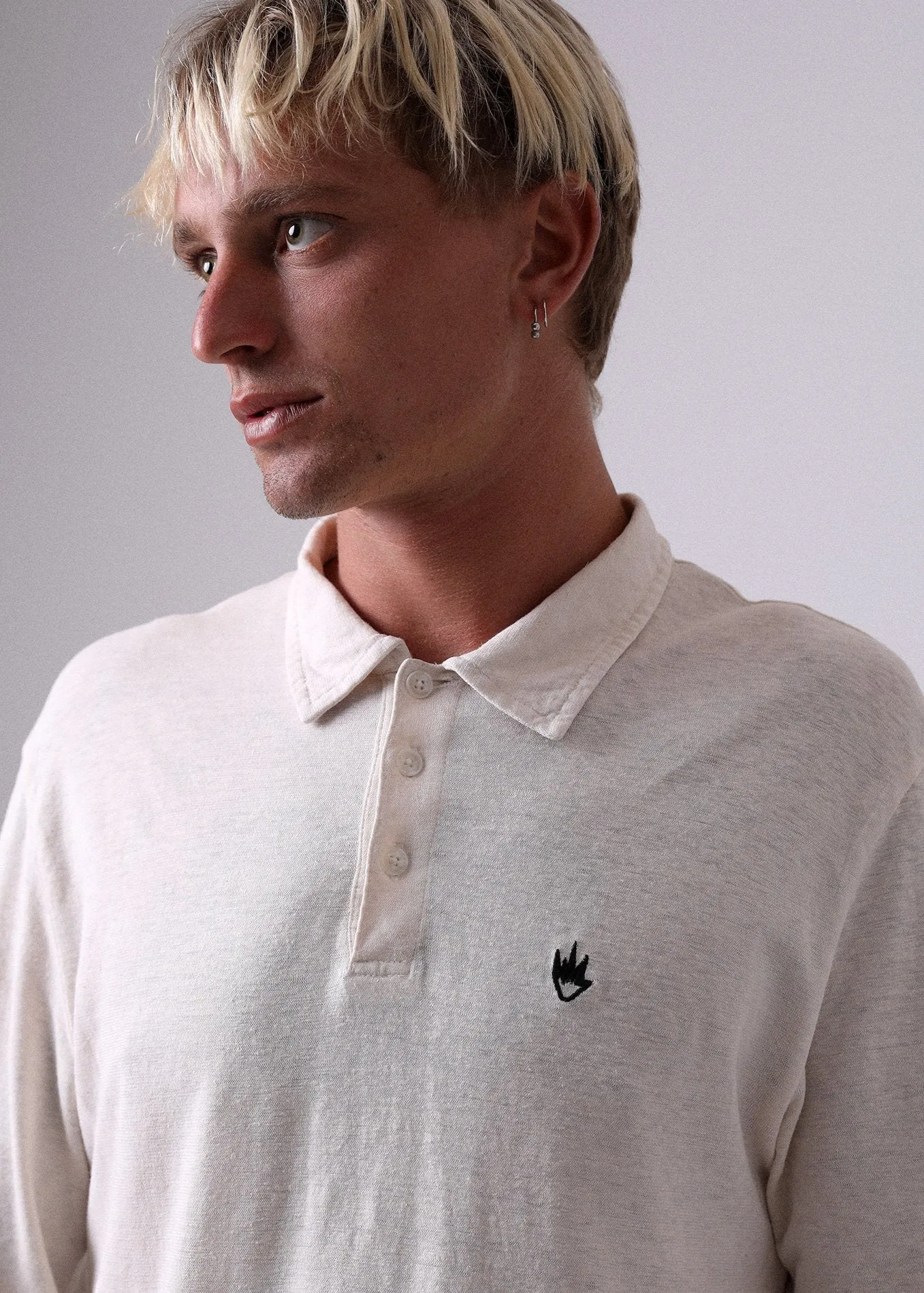 Afends Mens Hemp Flame - Long Sleeve Polo Tee