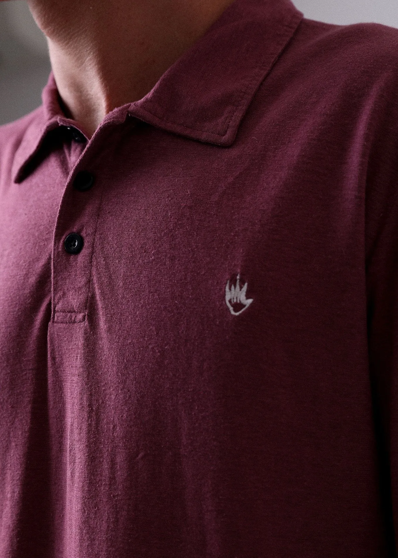 Afends Mens Hemp Flame - Long Sleeve Polo Tee