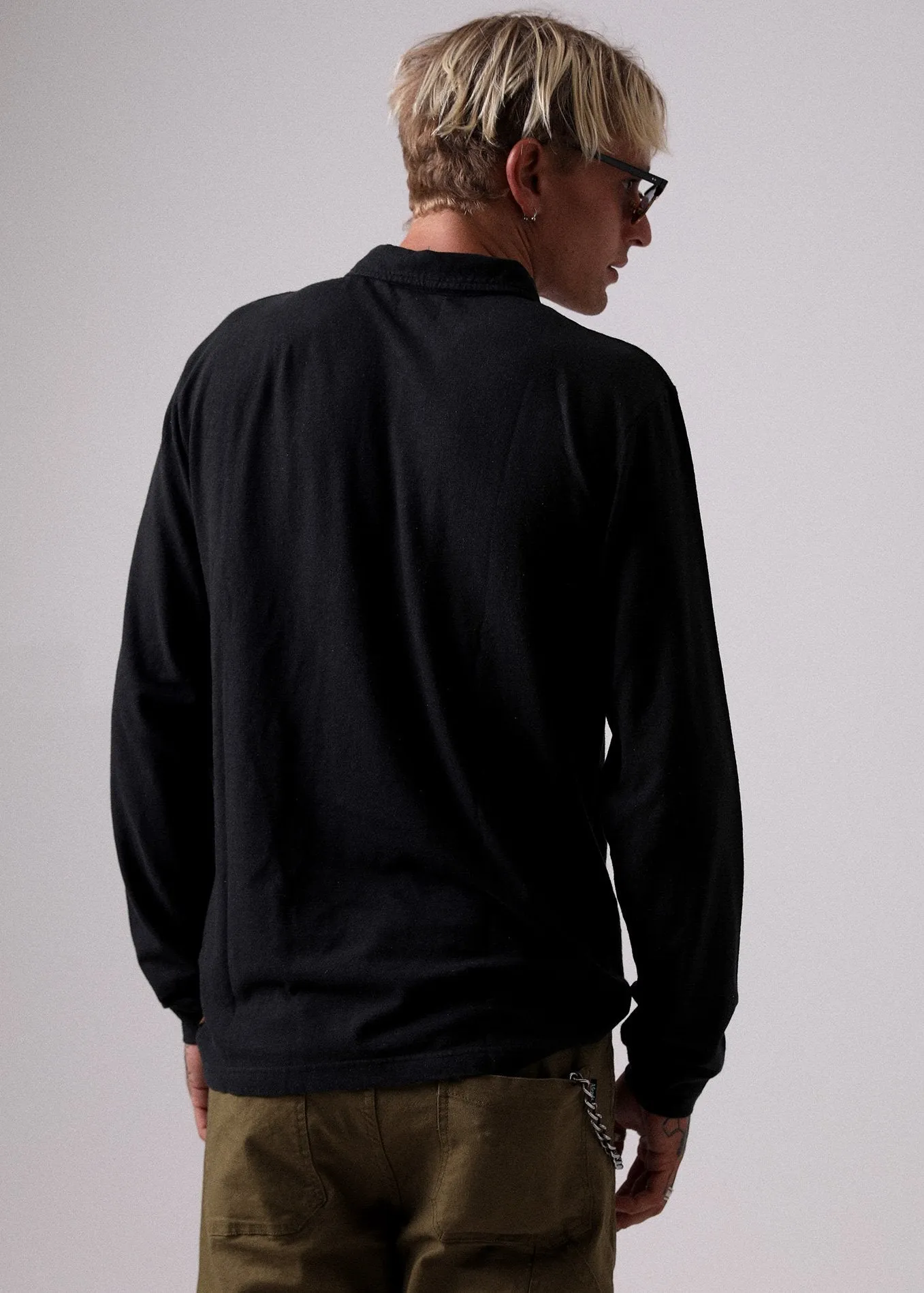 Afends Mens Hemp Flame - Long Sleeve Polo Tee