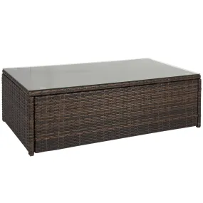 All-Weather Wicker Coffee Table w/ Glass Top