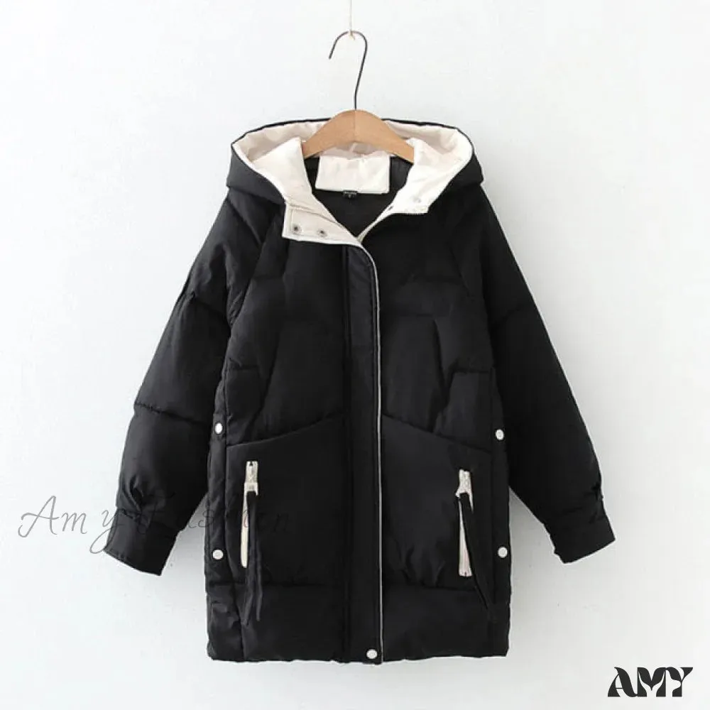 Amy Fashion - Long Warm Padded Parka Plus Size Coat