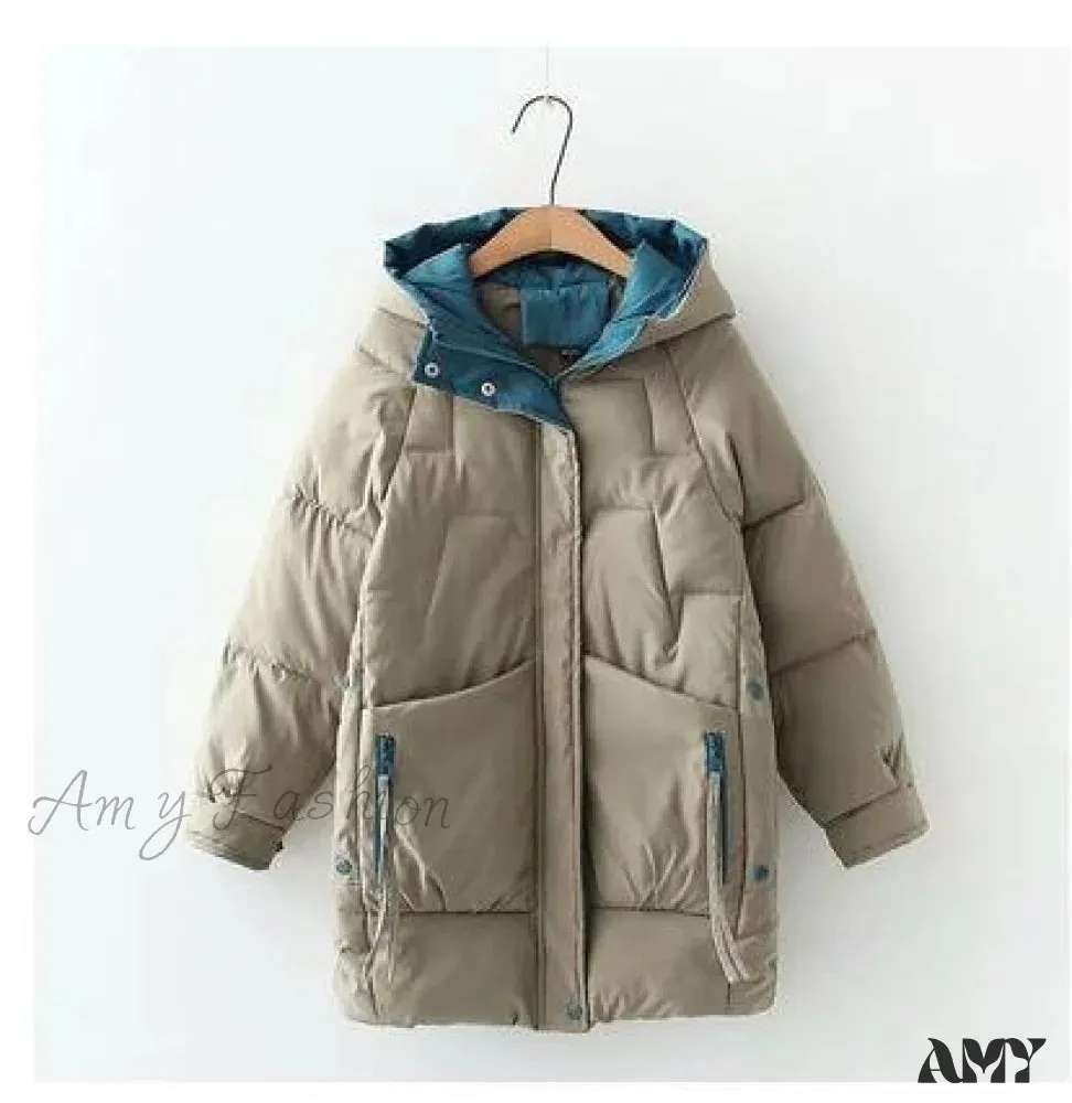 Amy Fashion - Long Warm Padded Parka Plus Size Coat