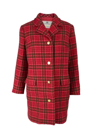 Aquascutum Womens Vintage Red Tweed Coat, 1980s