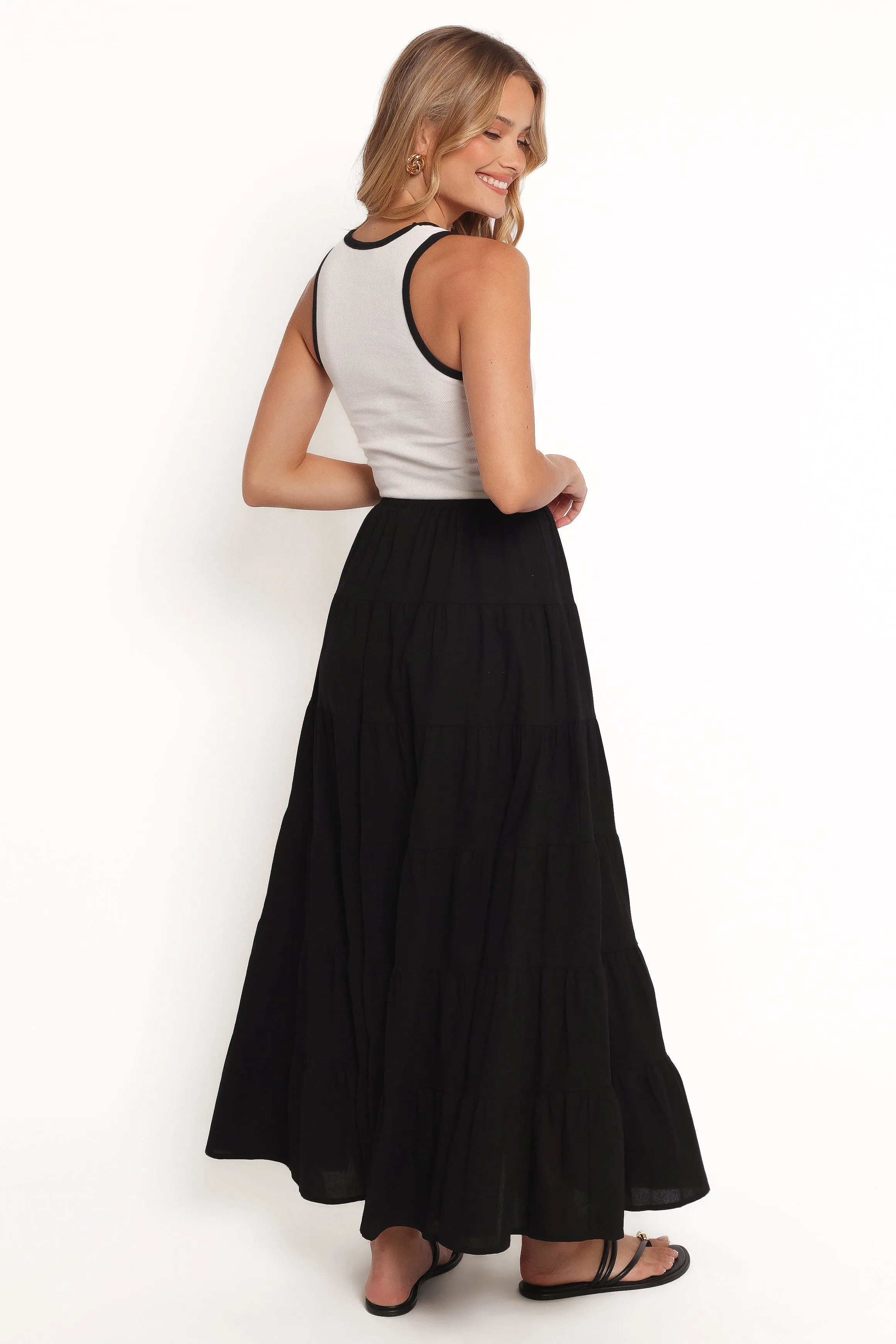 Archy Tiered Maxi Skirt - Black