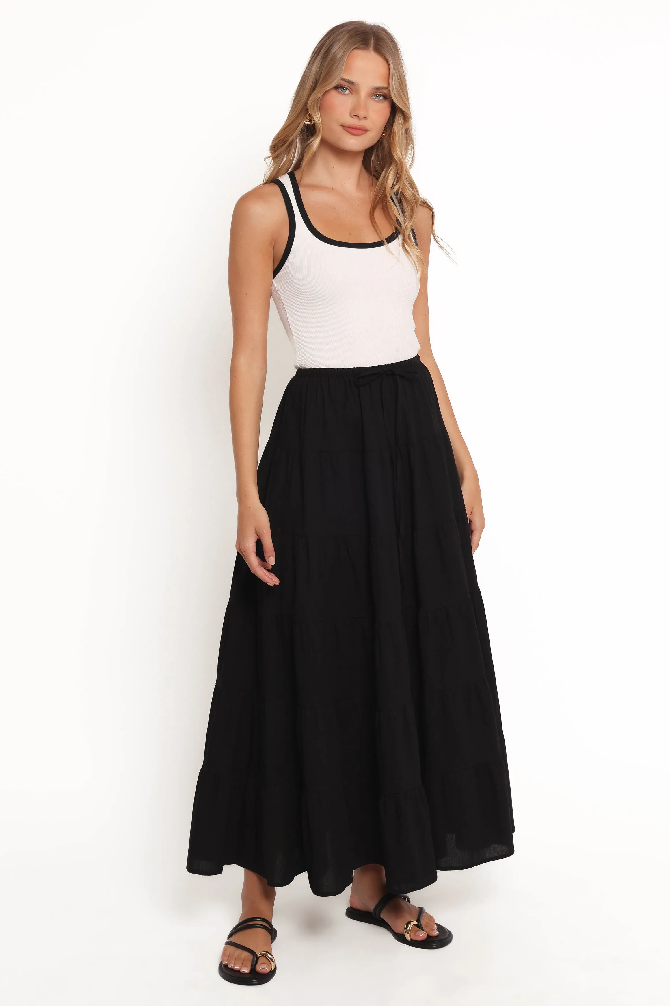 Archy Tiered Maxi Skirt - Black