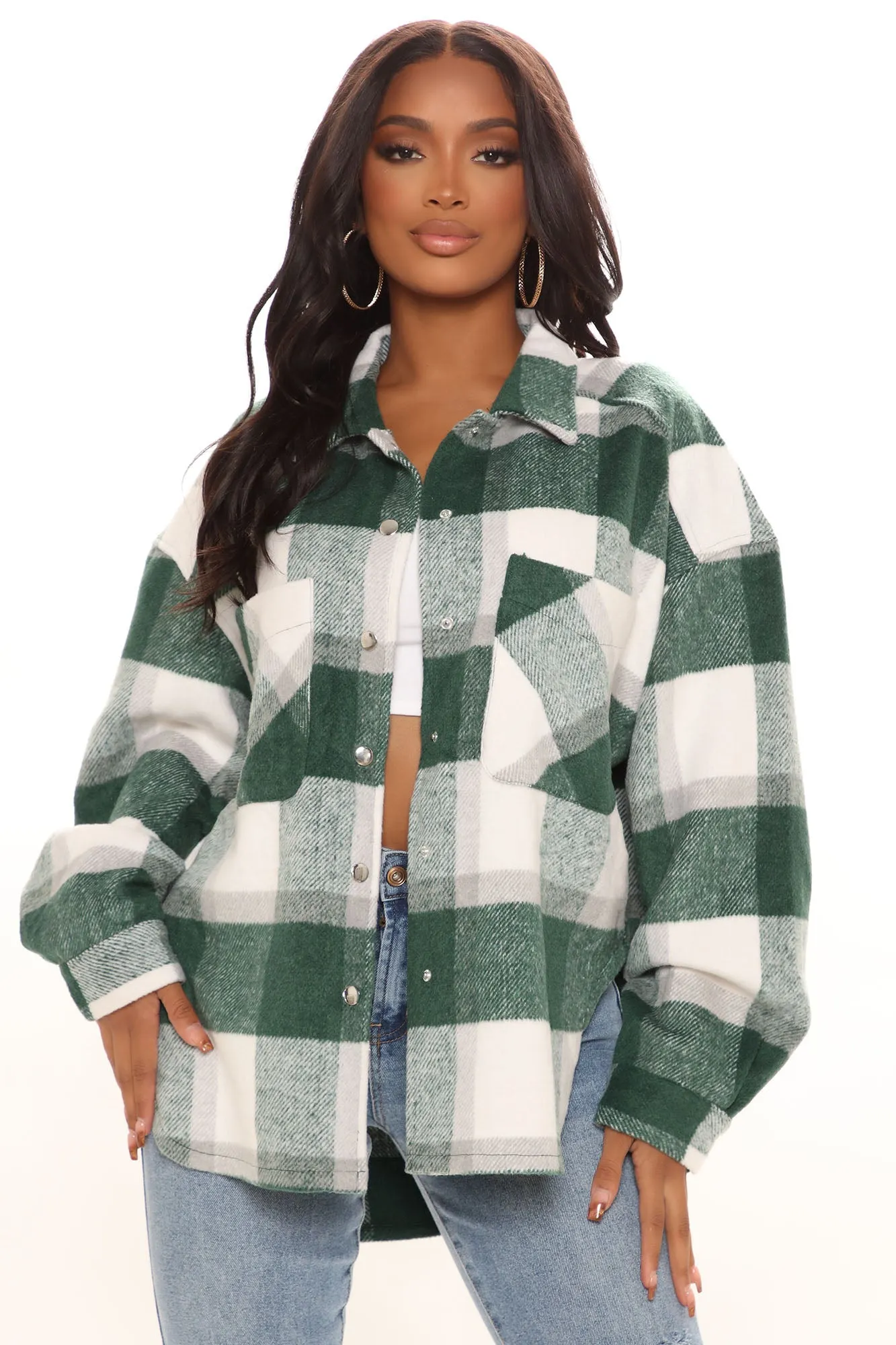 Autumn Nights Plaid Shacket - Hunter