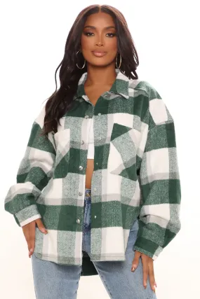 Autumn Nights Plaid Shacket - Hunter