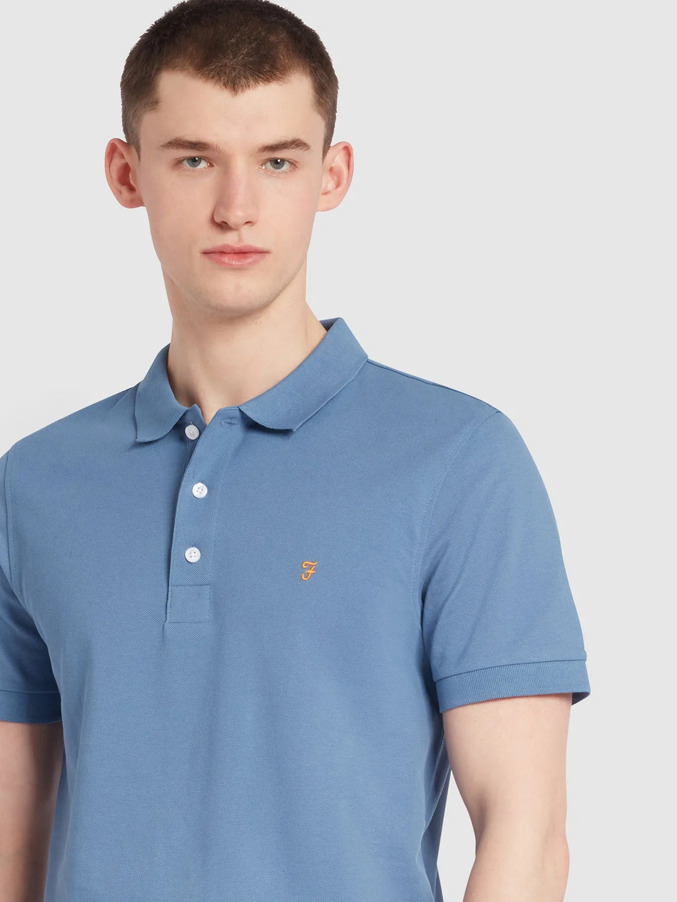 Blanes Organic Cotton Short Sleeve Polo Shirt In Sheaf Blue