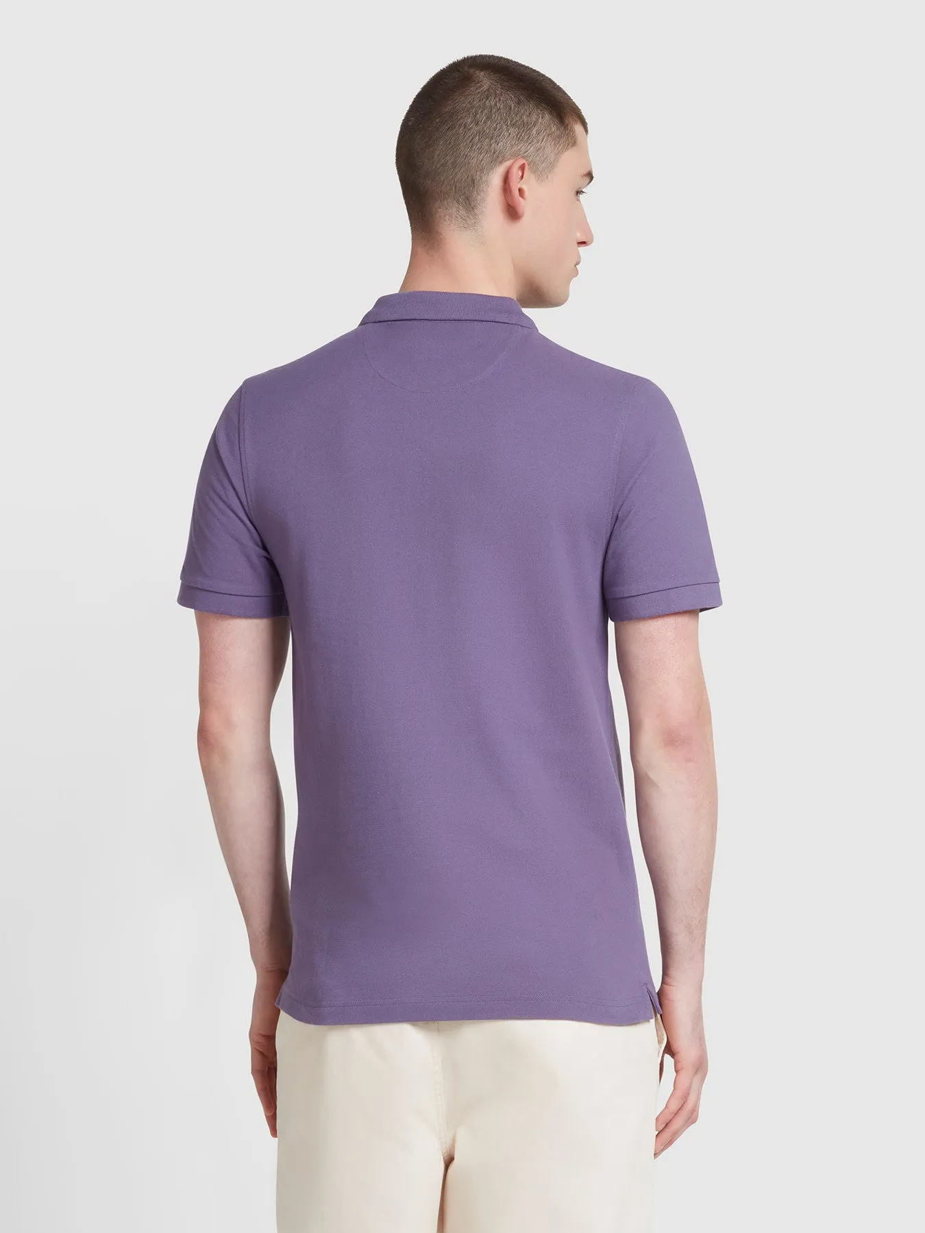 Blanes Organic Cotton Short Sleeve Polo Shirt In Slate Purple