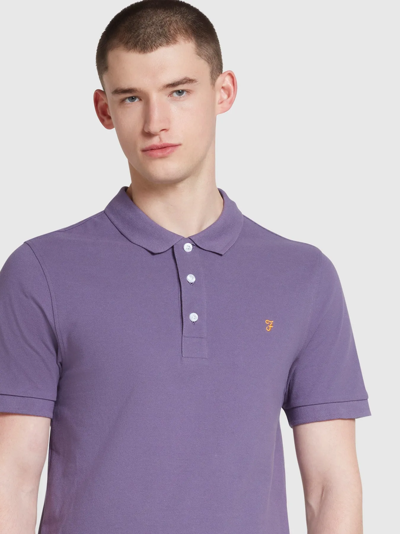 Blanes Organic Cotton Short Sleeve Polo Shirt In Slate Purple