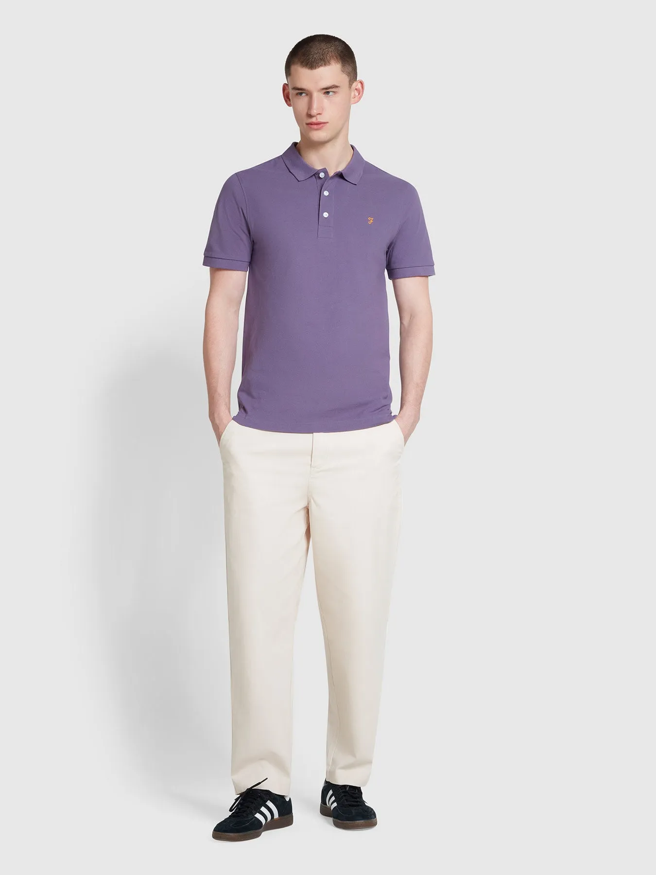 Blanes Organic Cotton Short Sleeve Polo Shirt In Slate Purple