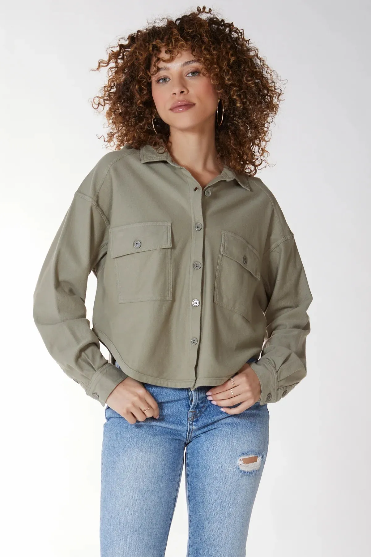 Bobi Basil Knit Twill Crop Jacket