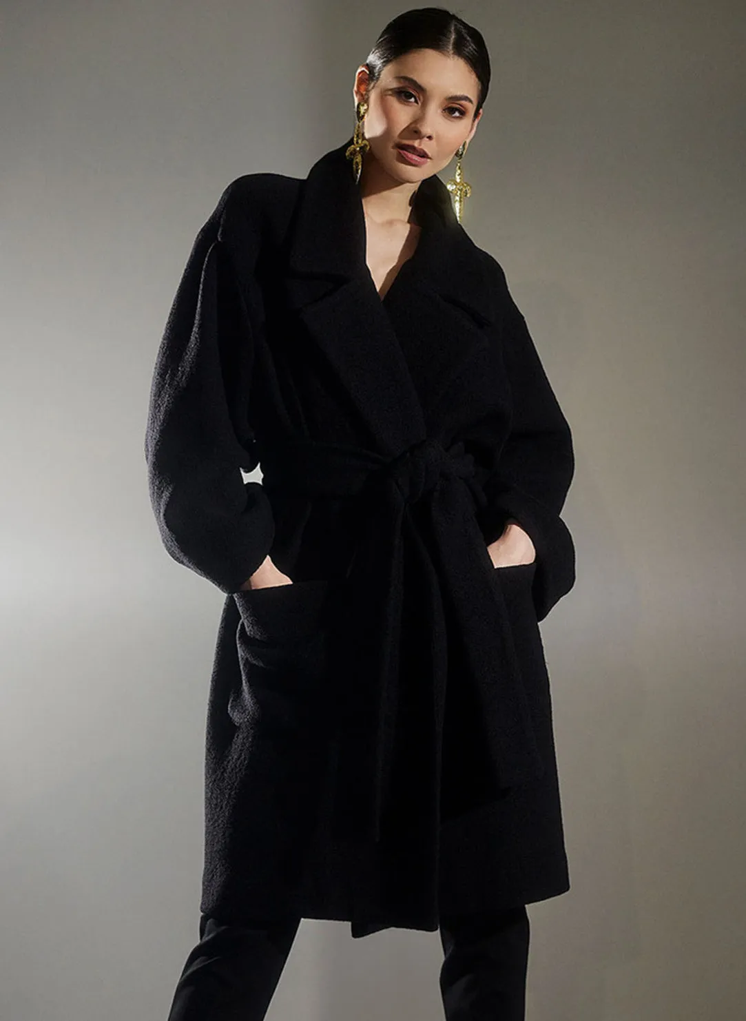 Boiled Wool Black Coat