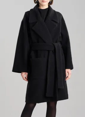 Boiled Wool Black Coat