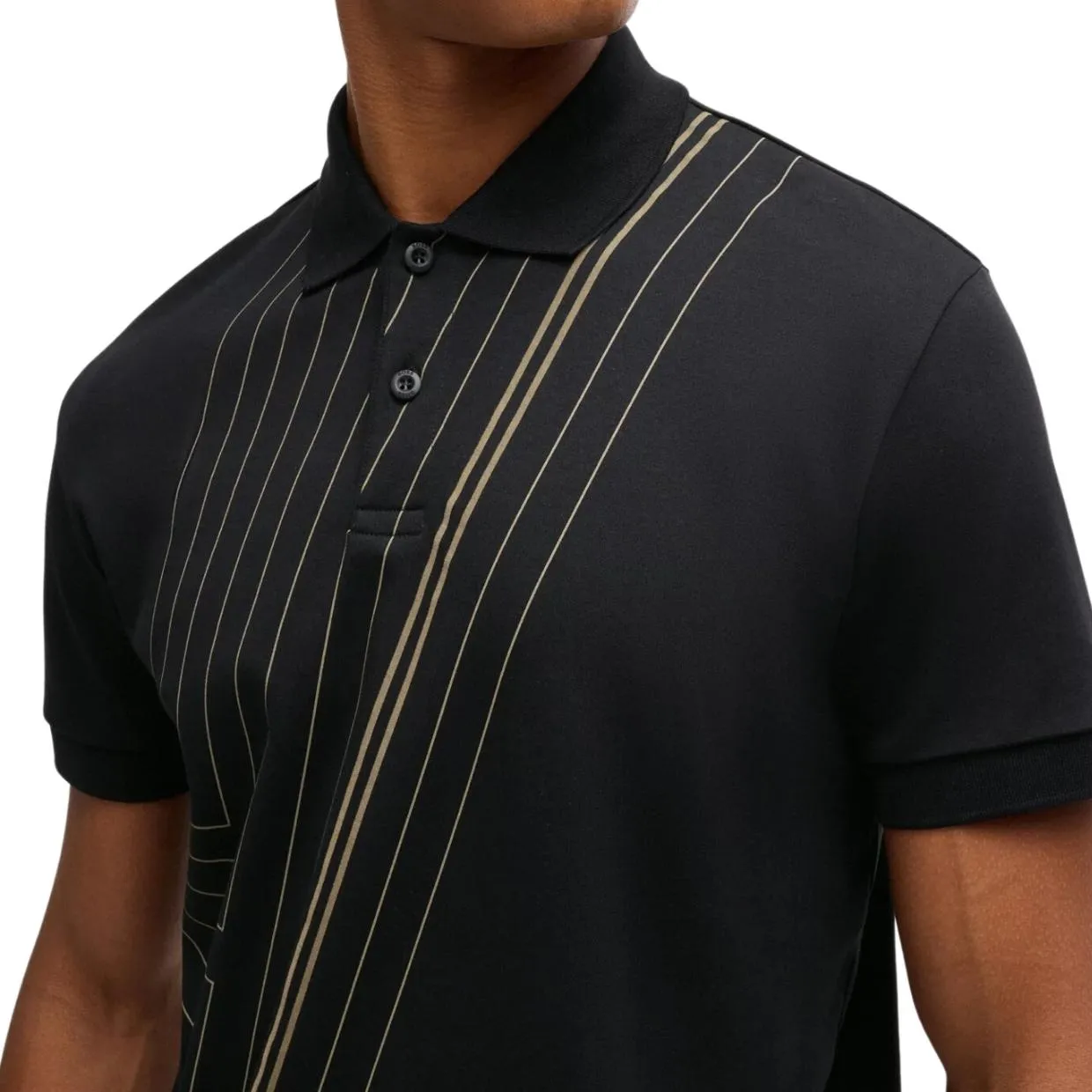 BOSS Paddy 2 Fineline Artwork Black Polo Shirt