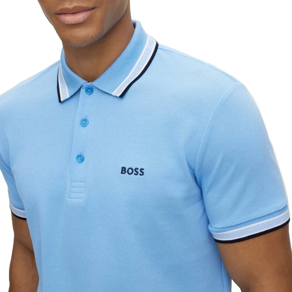 Boss Paddy Cotton Pique Polo - Bright Blue