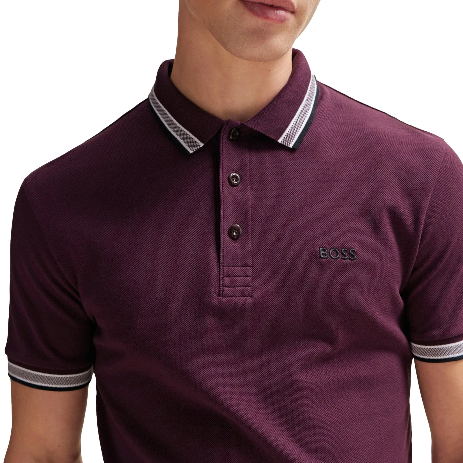 Boss Paddy Cotton Pique Polo - Dark Red