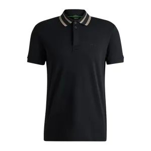 BOSS Paule Interlock Cotton Black Polo Shirt