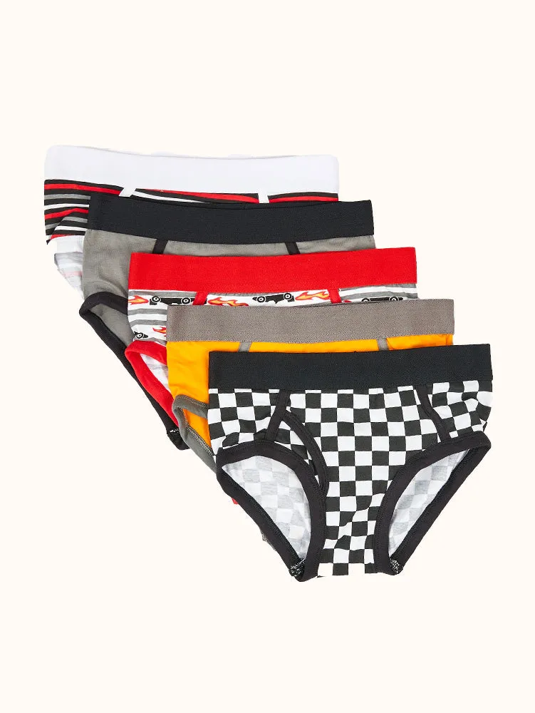 Boys' Car Race Cotton Briefs (5 Pack)