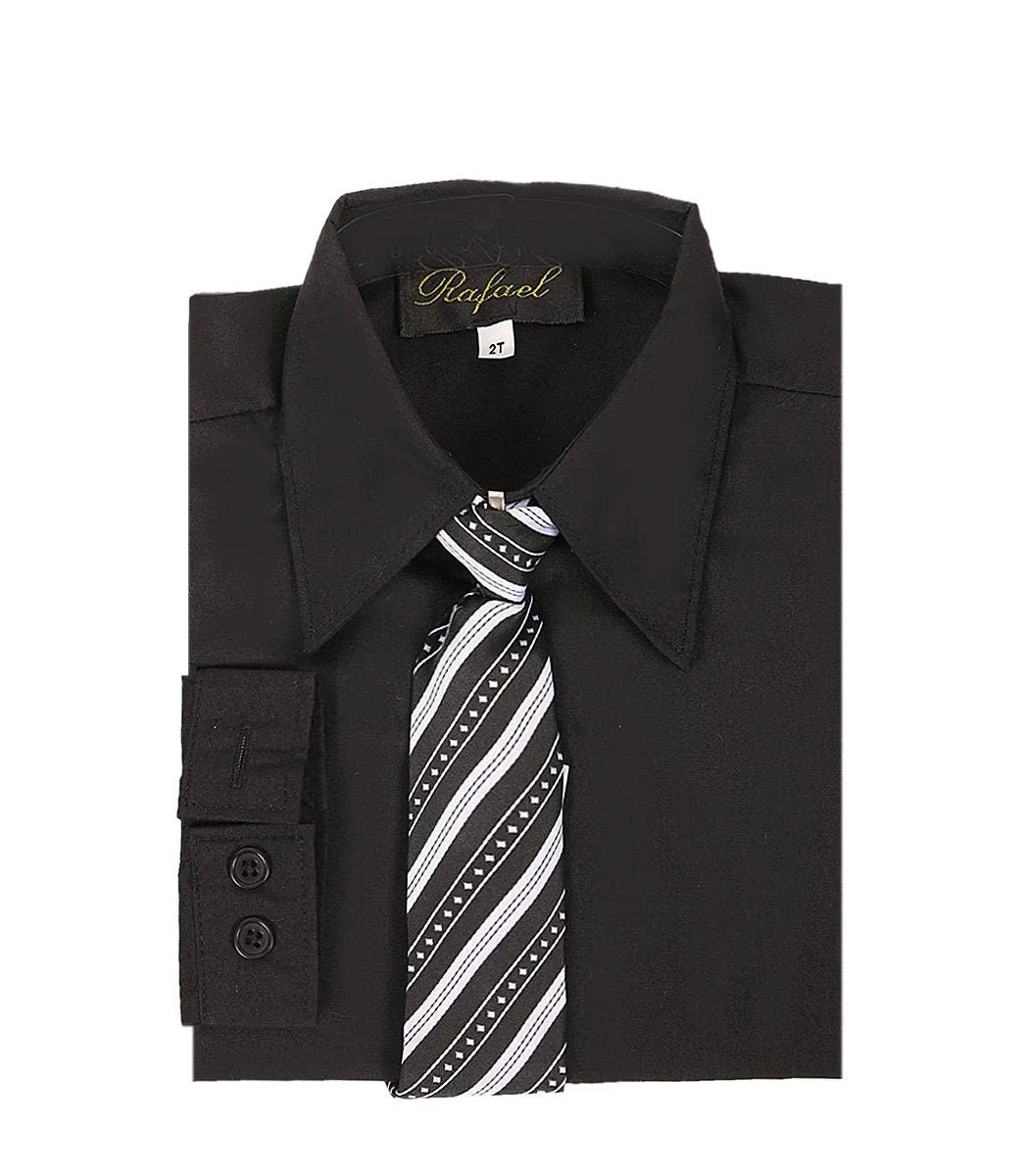 Boys Long Sleeve Formal Dress Shirts and Ties - Choice of Colors