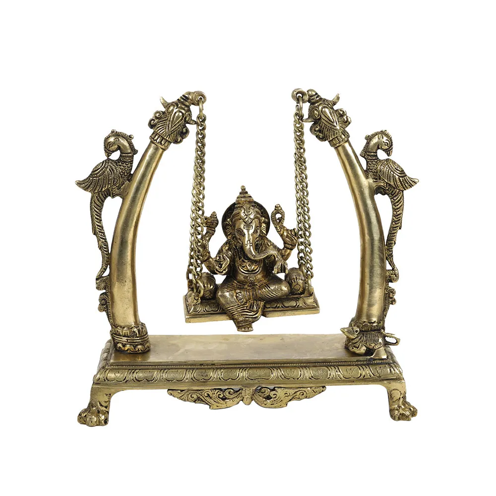 Brass Metal Handcrafted Lord Ganesha Jhula (4.2 x 10 in)