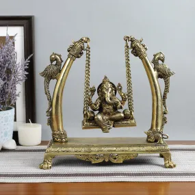 Brass Metal Handcrafted Lord Ganesha Jhula (4.2 x 10 in)