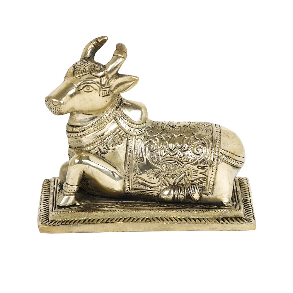 Brass Metal Handcrafted Nandi Table Top Accent (5.3 x 2.5 in)