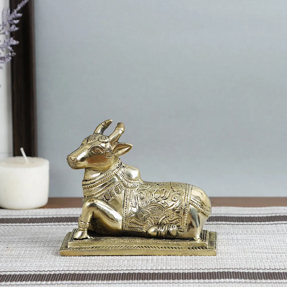 Brass Metal Handcrafted Nandi Table Top Accent (5.3 x 2.5 in)