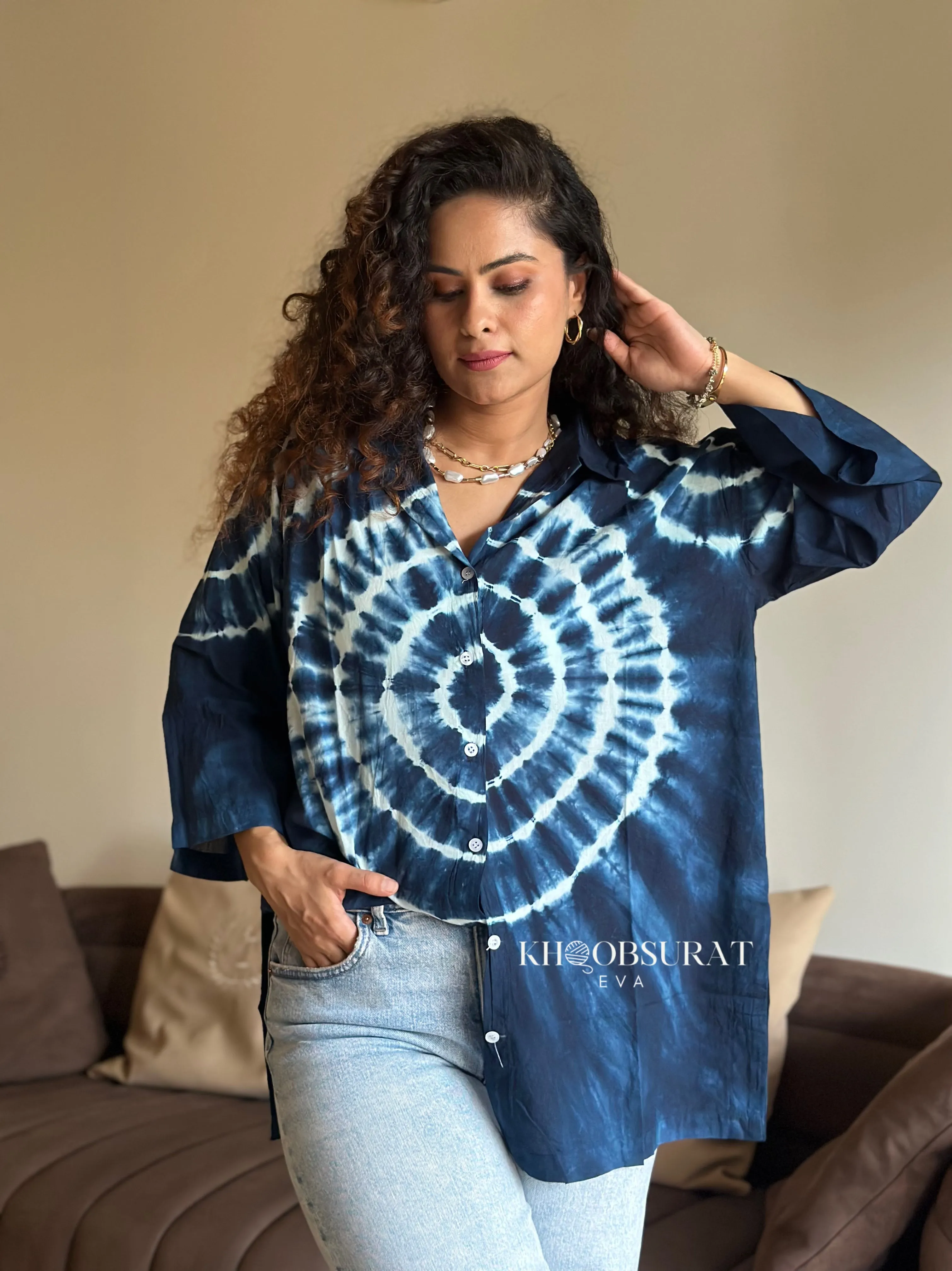 Breathable Blue Tie-Dye Shirt