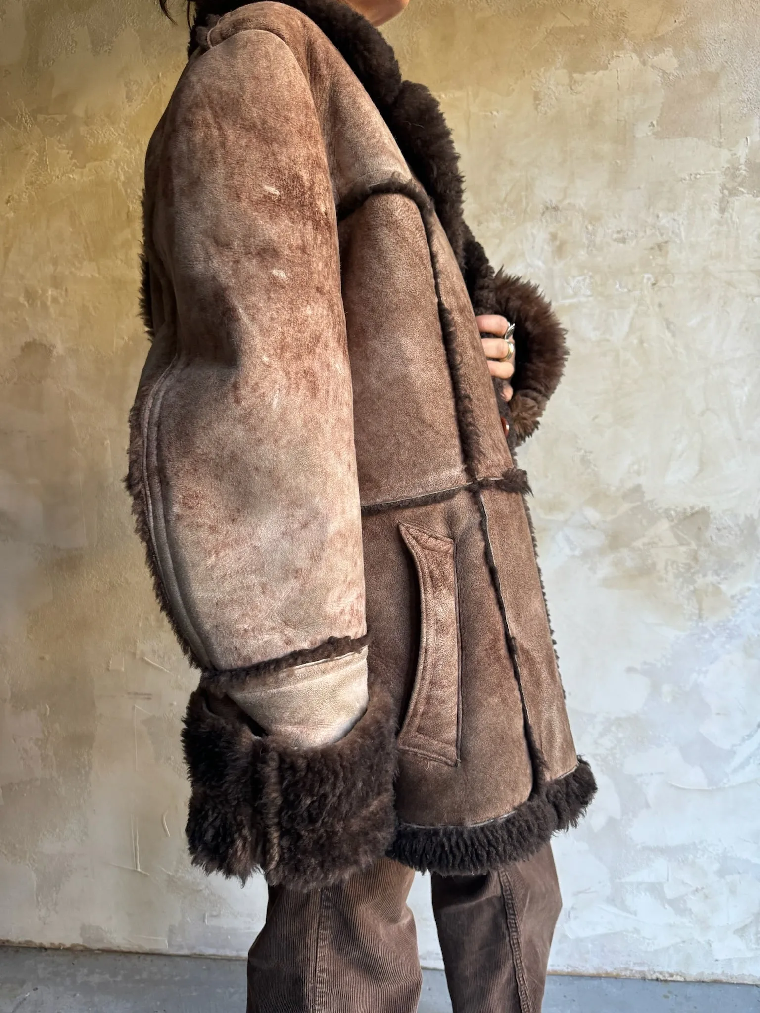 Brown Patchwork Sheepskin Jacket