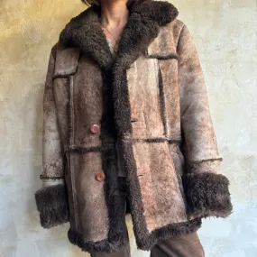 Brown Patchwork Sheepskin Jacket