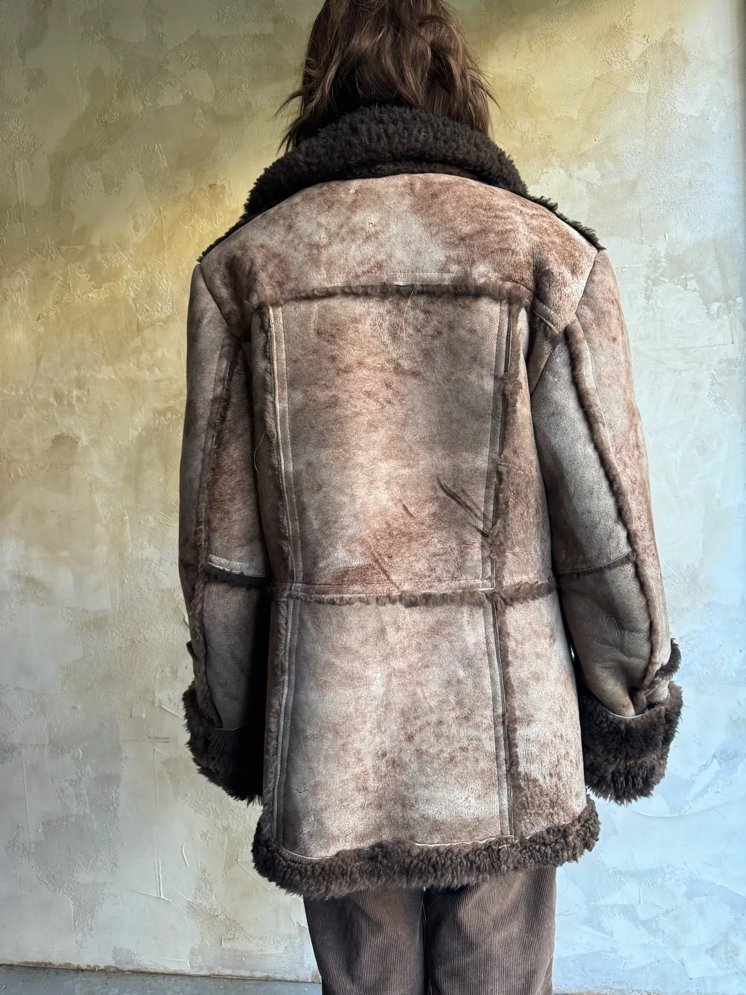 Brown Patchwork Sheepskin Jacket