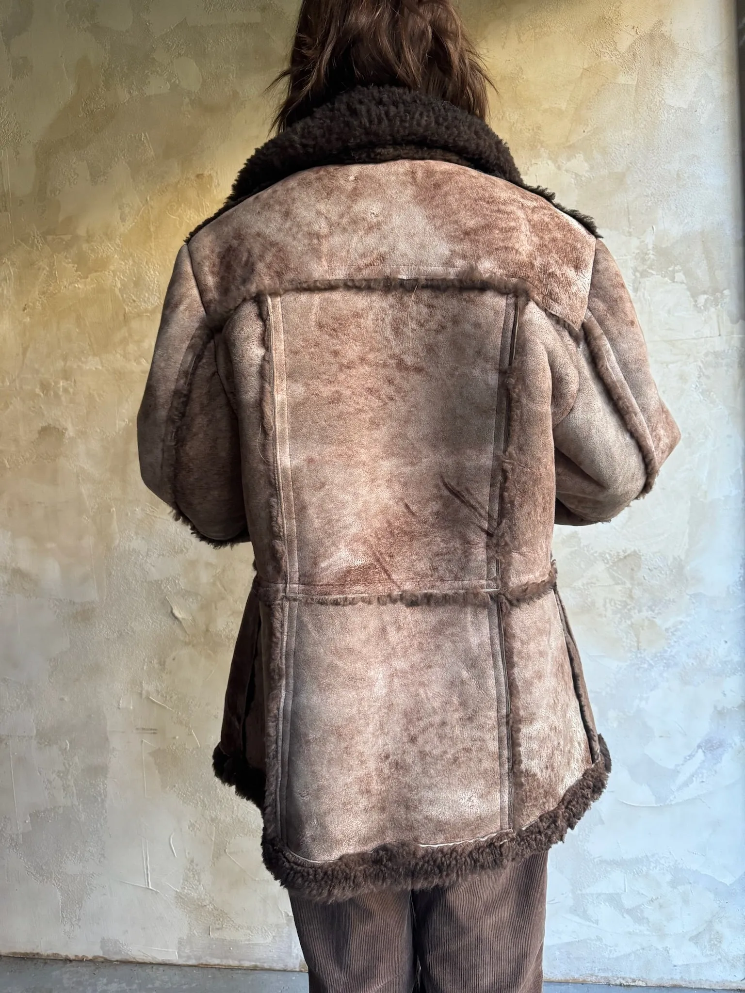 Brown Patchwork Sheepskin Jacket