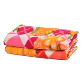 BSB HOME® Printed Polar Fleece Single Bed All Season Blanket/Comforter/Dohar 250TC - Pack of 2 (58x88 Inch, Pink, Green, Rust and Yellow)