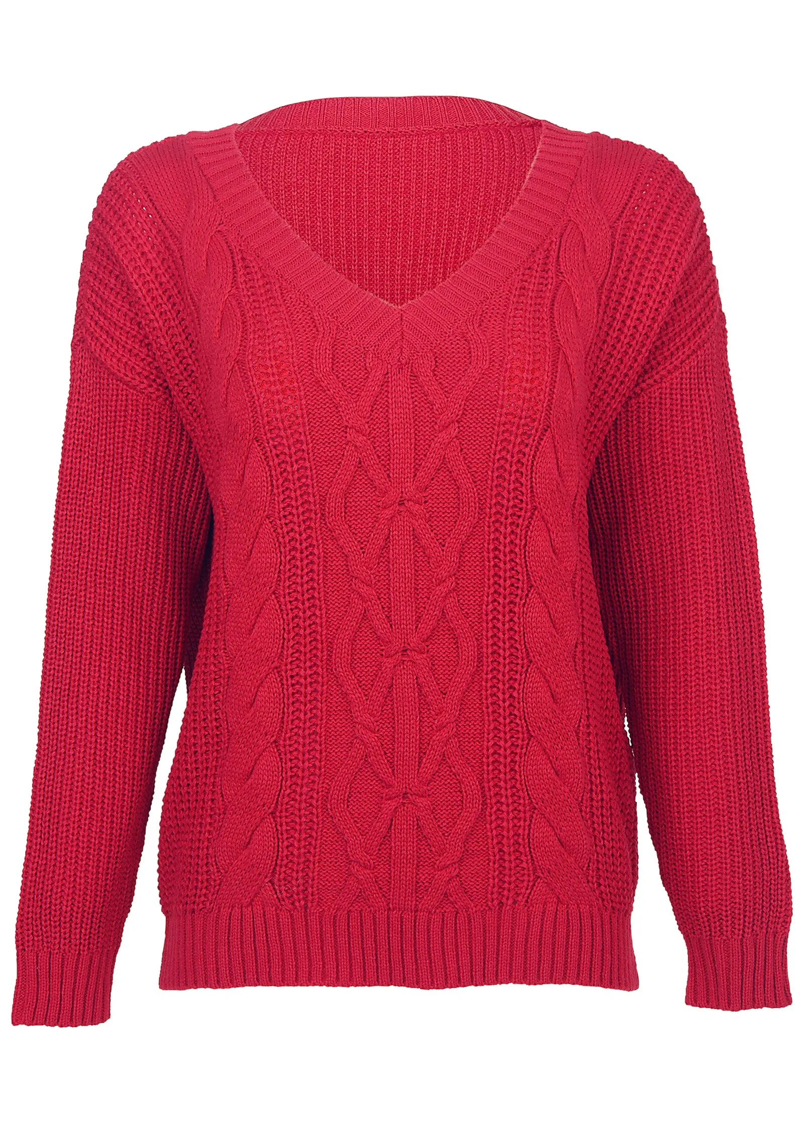 Cable Knit Sweater - Barberry