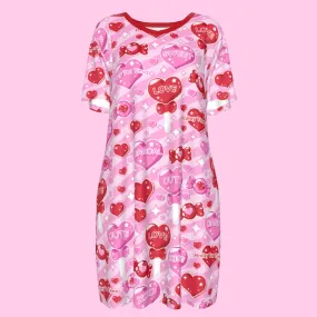 Candy Love Hearts (Red Cutie) Women's T-shirt Dress